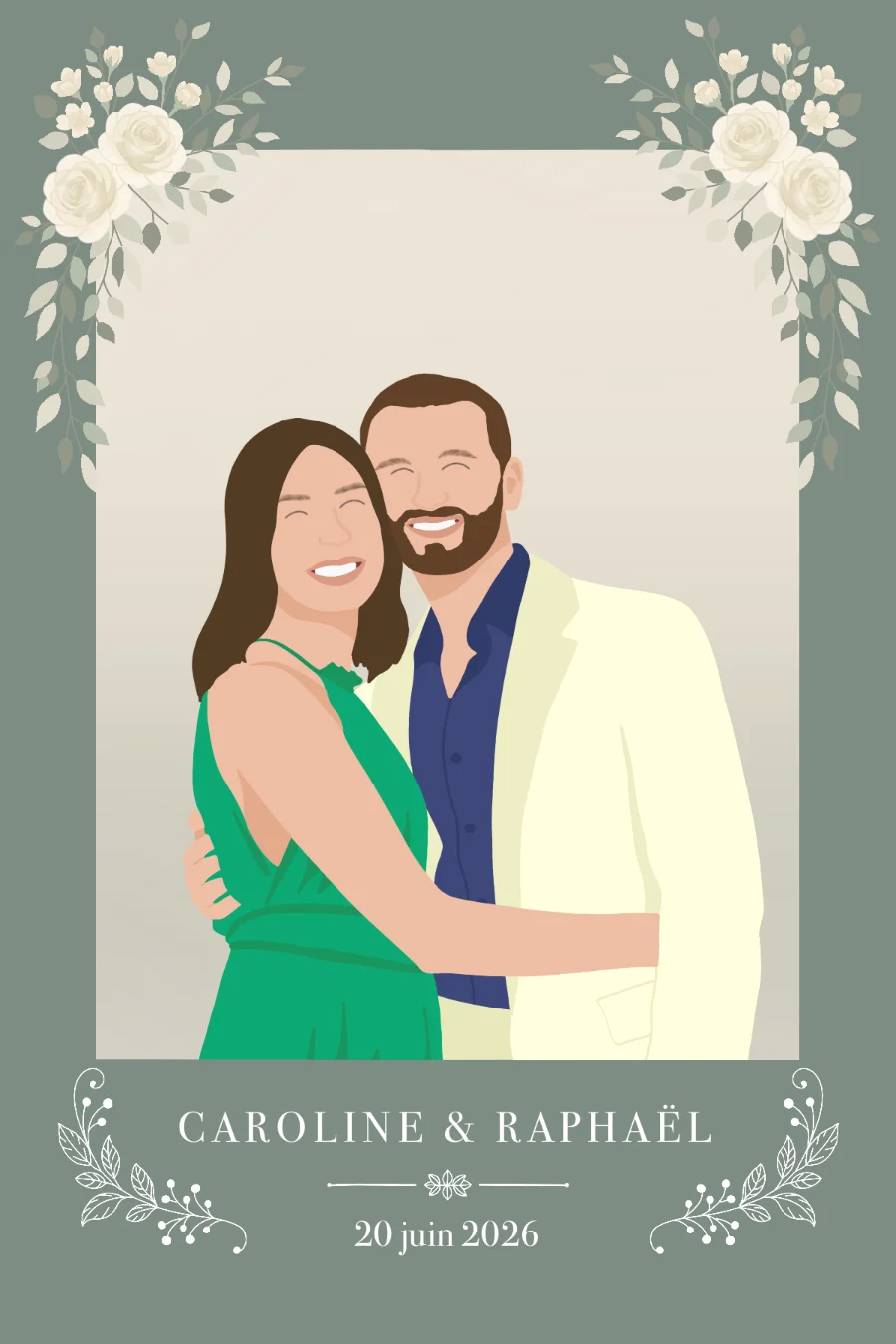 Mariage - Thème vert sauge floral — exemple 2