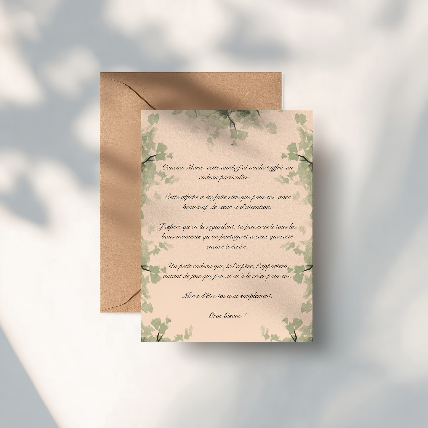 CARTE MESSAGE PERSONNALISE