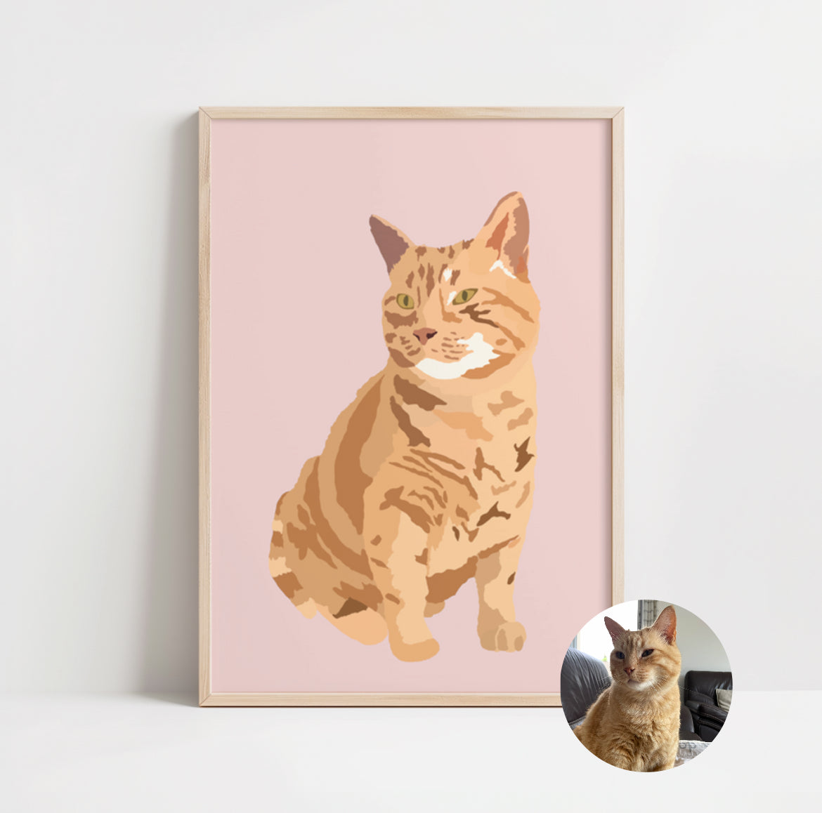 illustration personnalisée représentant mimi, un chat roux plein de tendresse.