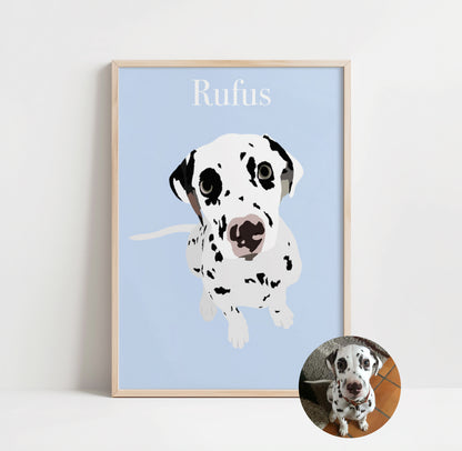 illustration personnalisée représentant rufus, un magnifique cadeau fait à ses maîtres.