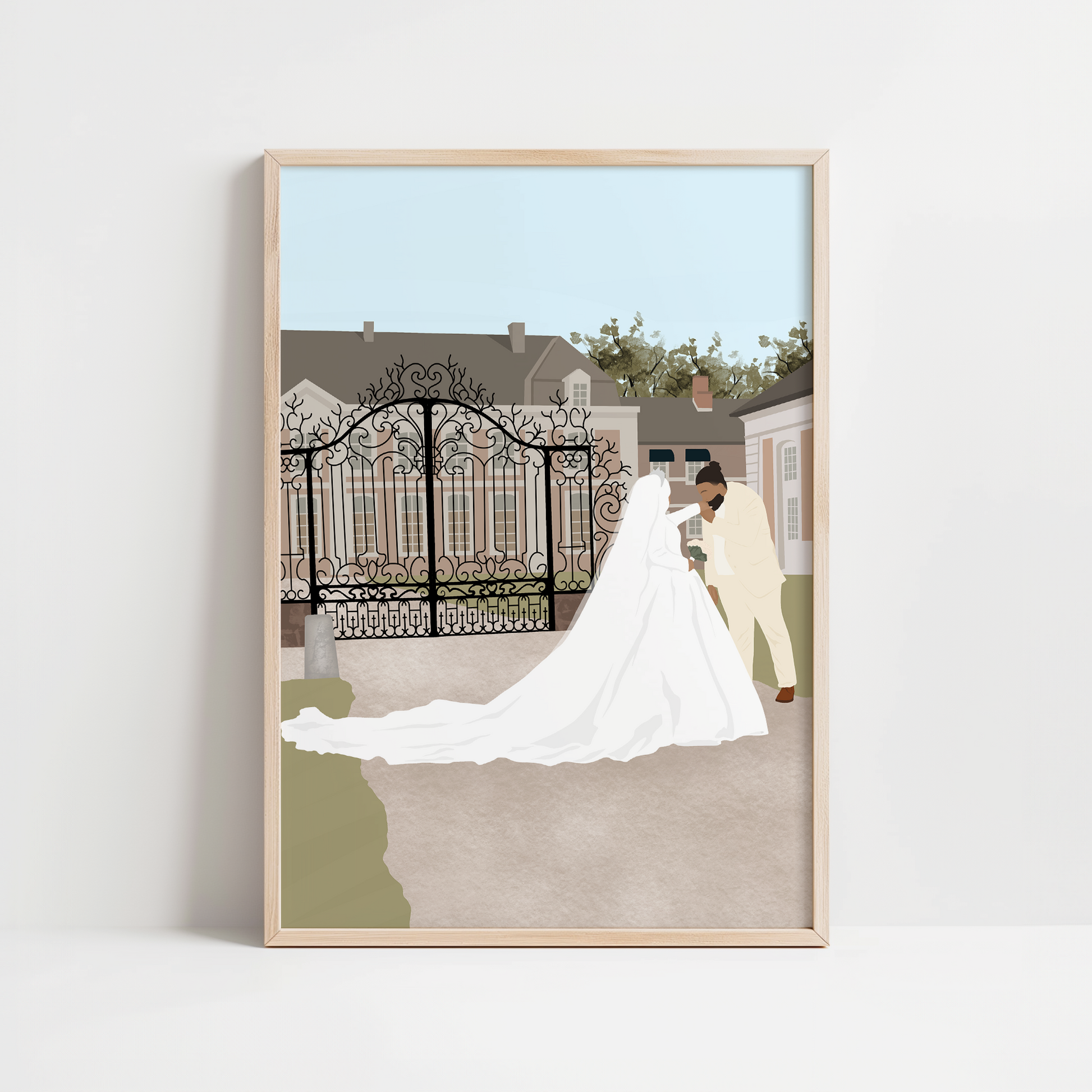 illustration personnalisée minimaliste d'un mariage, dans un lieu d'exception.
Un souvenir original pour un moment unique.