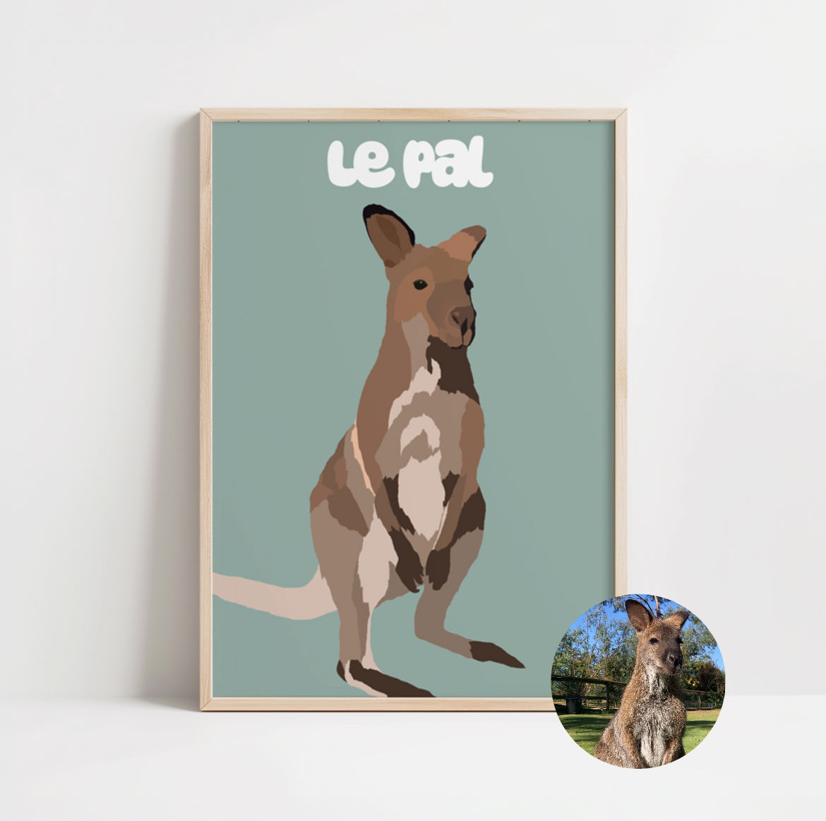 illustration personnalisée d'un kangourou, en souvenir d'un voyage en Australie